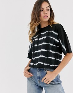 Короткая футболка в полоску тай-дай ASOS DESIGN-Черный