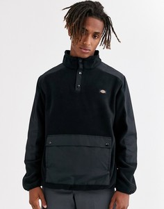 Черный флисовый свитшот в стиле колор блок с маленьким логотипом Dickies Denniston