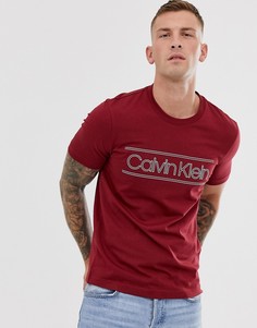 Бордовая футболка с логотипом Calvin Klein-Красный