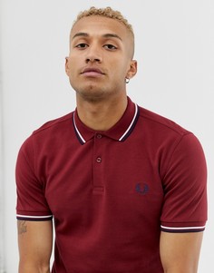 Бордовое поло с контрастным воротником Fred Perry-Красный