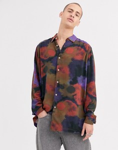 Длинная оversize-рубашка с принтом ASOS DESIGN-Темно-синий