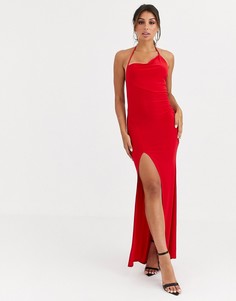 Асимметричное платье макси на одно плечо ASOS DESIGN-Красный