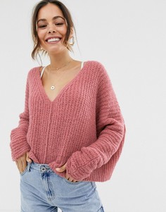 Джемпер с V-образным вырезом Free People - moonbeam-Розовый