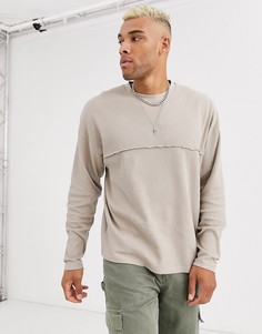 Бежевый oversize-лонгслив с вафельным рисунком ASOS DESIGN