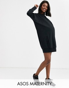 Платье-свитшот с карманом ASOS DESIGN Maternity-Черный