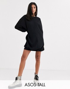 Трикотажное oversize-платье мини ASOS DESIGN Tall-Черный