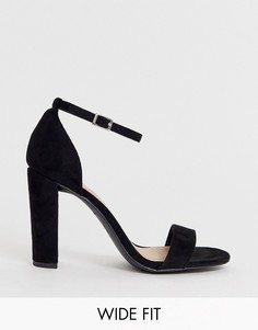 Черные босоножки на каблуке New Look Wide Fit-Черный