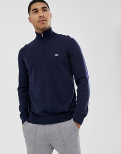 Темно-синий хлопковый джемпер с молнией Lacoste