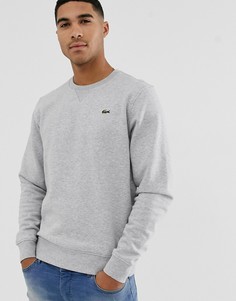 Серый свитшот с круглым вырезом и логотипом Lacoste