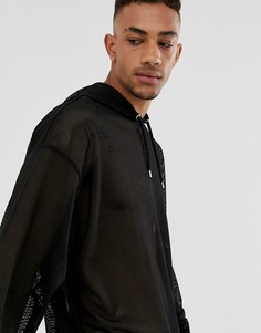 Черный сетчатый худи ASOS DESIGN