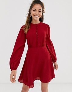 Чайное платье мини на пуговицах ASOS DESIGN-Красный