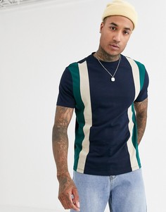 Футболка колор блок из органического хлопка ASOS DESIGN-Темно-синий