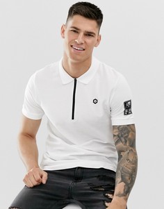 Белое поло с логотипом и воротником на молнии Jack & Jones Core-Белый