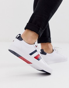 Белые кожаные кроссовки с полосками с логотипом сбоку Tommy Hilfiger-Белый