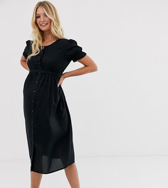 Платье миди для беременных с короткими рукавами Mamalicious-Черный Mama.Licious