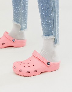 Розовые классические шлепанцы Crocs-Розовый