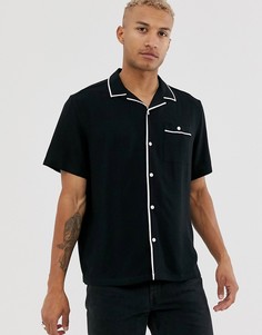 Свободная рубашка из вискозы с короткими рукавами и окантовкой ASOS DESIGN-Черный