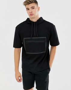 Худи на молнии с короткими рукавами Hugo Boss-Черный
