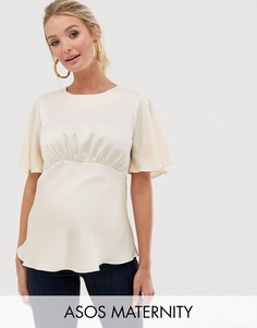 Атласный топ с расклешенными рукавами ASOS DESIGN Maternity-Мульти