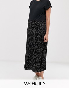 Черная юбка в горошек с разрезами по бокам New Look Maternity-Черный