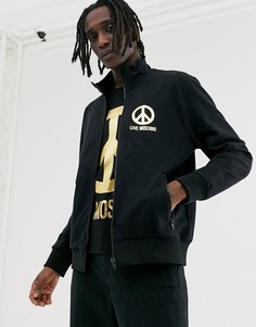 Черный свитшот на молнии с логотипом Love Moschino