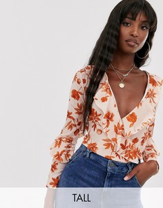 Боди с цветочным принтом и запахом Missguided Tall-Мульти