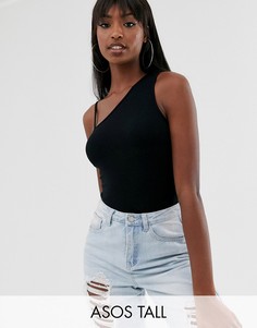 Черное асимметричное боди на одно плечо ASOS DESIGN TALL-Черный
