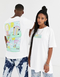 Свободная футболка унисекс с принтом Crooked Tongues-Белый