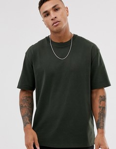Свободная футболка цвета хаки Topman-Зеленый