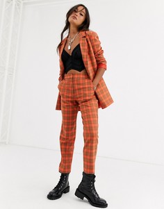 Оранжевые зауженные брюки в клетку ASOS DESIGN-Мульти