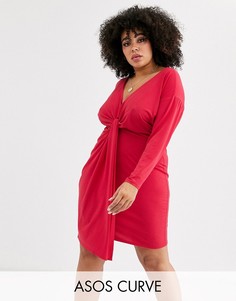 Платье мини с перекрутом ASOS DESIGN Curve-Красный