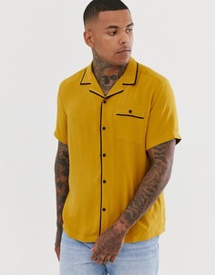 Рубашка классического кроя из вискозы с кантом ASOS DESIGN-Желтый