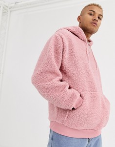 Розовый oversize-худи из искусственного меха ASOS DESIGN