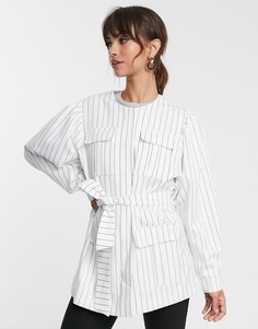 Белый пиджак в тонкую полоску ASOS DESIGN-Мульти