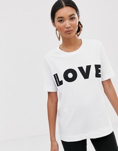 Футболка с надписью \Love\" Love Moschino-Белый