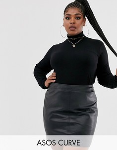 Черный лонгслив-водолазка ASOS DESIGN Curve