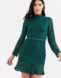 Кружевное платье с высоким воротником Fashion Union-Зеленый