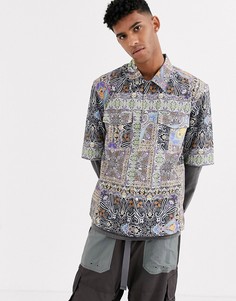 Рубашка с принтом пейсли Reclaimed Vintage-Синий