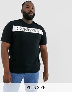 Черная футболка с полосой и логотипом на груди Calvin Klein-Черный