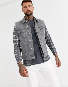 Серая джинсовая куртка без рукавов ASOS DESIGN-Серый