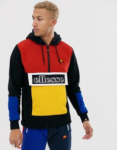 Черный худи колор блок с воротом на молнии ellesse Legno