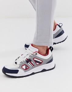 Красные/белые/синие легкие кроссовки из разных материалов Tommy Hilfiger-Белый