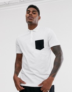 Белая футболка-поло с контрастным карманом ASOS DESIGN-Белый