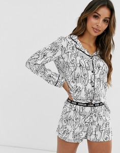 Белый пижамный топ с принтом Hunkemoller