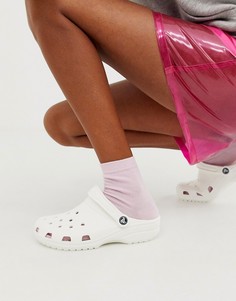 Белые классические шлепанцы Crocs-Белый