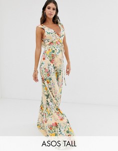 Платье макси с запахом и цветочным принтом ASOS DESIGN Tall-Мульти