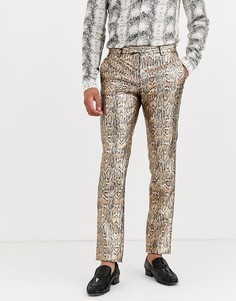 Супероблегающие брюки с металлизированным леопардовым принтом Twisted Tailor-Золотой