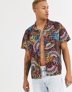 Свободная рубашка с тропическим ацтекским принтом ASOS DESIGN-Золотой