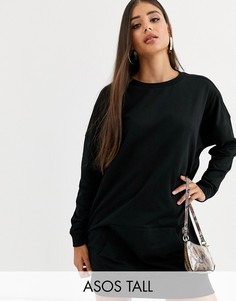 Трикотажное платье с карманом ASOS DESIGN Tall-Черный