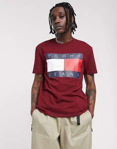 Бордовая футболка с большим логотипом на груди Tommy Jeans-Красный